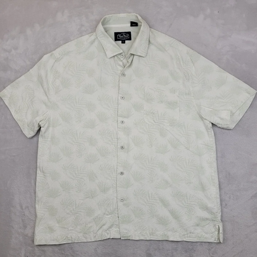 Nat Nast Shirt Mens Large‎ Silk Hawaiian Tiki Aloha Luau Camp Luxury Original